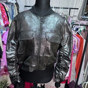 Robert Rodriguez Shimmering Charcoal Bomber Jacket